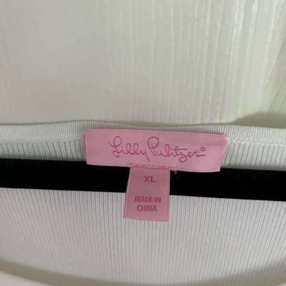 LILLY PULITZER Women's Celene Peplum White Lightweight Sweater Xl - Picture 3 of 4